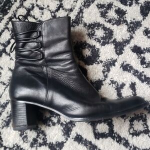 Italian Made black leather booties